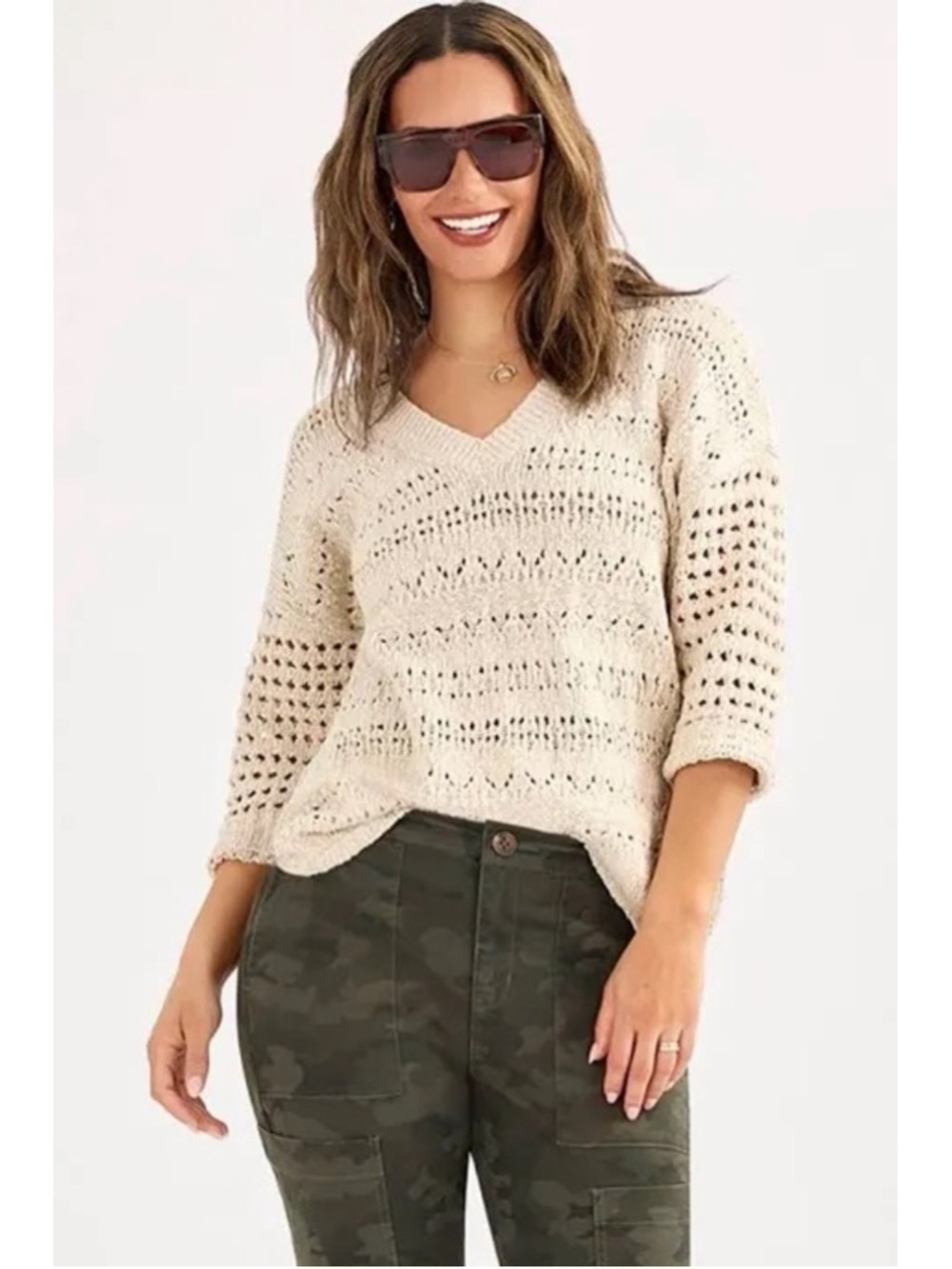 Cabi Tulum Pullover Size M Cotton Linen EUC